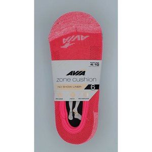 Avia Women's 6 Pack Zone Cushion No Show Liner Socks Size 4-10